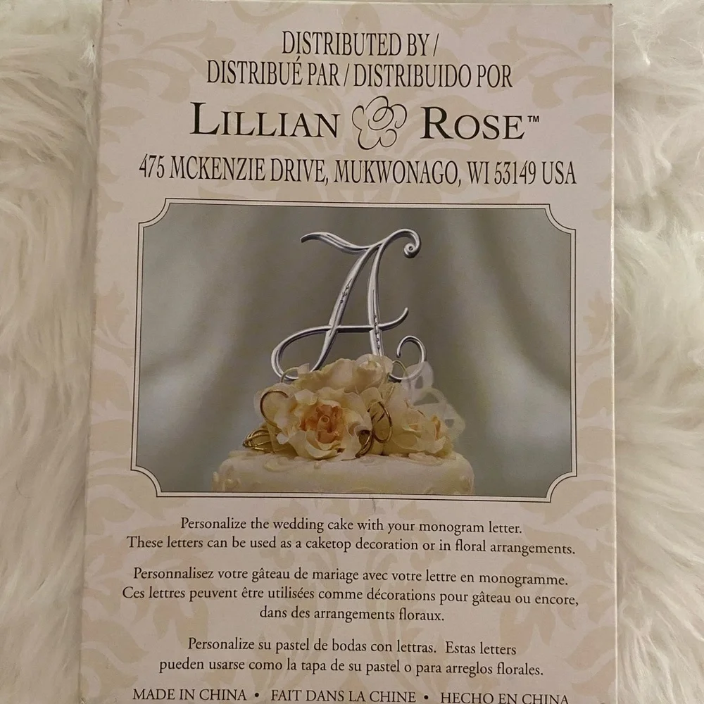 Lillian Rose Monogram Cake Topper “M”